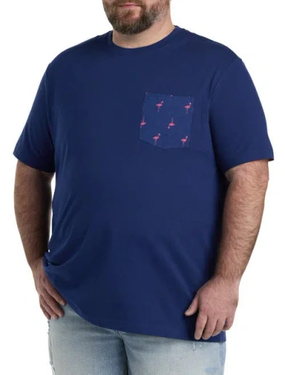 Harbor Bay By Dxl Flamingo Print Pocket T-shirt In Navy Pink Multi