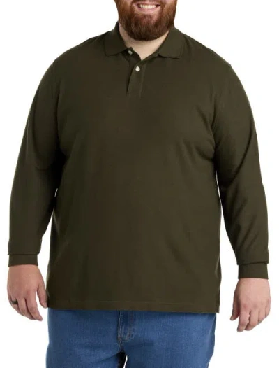 Harbor Bay By Dxl Honeycomb Piqué Polo Shirt In Forest Night