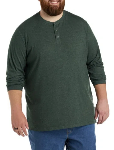 Harbor Bay By Dxl Long Sleeve Henley Shirt In Trekking Green Hthr