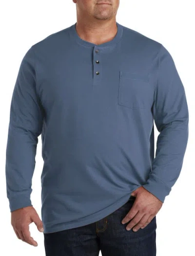 Harbor Bay By Dxl Long-sleeve Jersey Henley Shirt In Bering Sea
