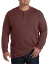 Harbor Bay By Dxl Long-sleeve Jersey Henley Shirt In Bitter Chocolate