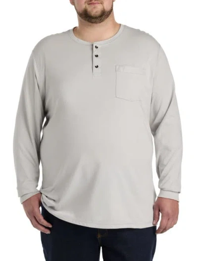 Harbor Bay By Dxl Long-sleeve Jersey Henley Shirt In Harbor Mist