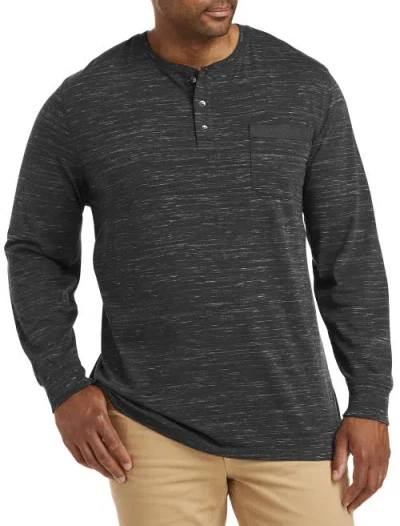 Harbor Bay By Dxl Long-sleeve Jersey Henley Shirt In Phantom Space Dye