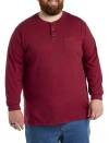 Harbor Bay By Dxl Long-sleeve Jersey Henley Shirt In Tibetan Red