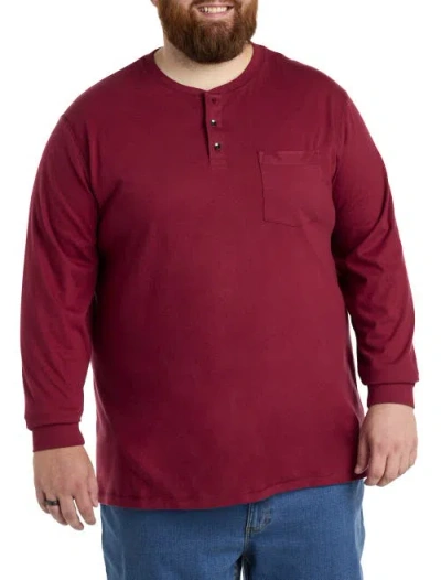 Harbor Bay By Dxl Long-sleeve Jersey Henley Shirt In Tibetan Red