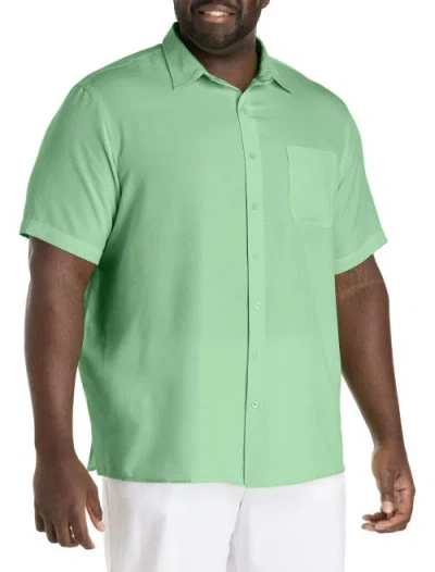 Harbor Bay By Dxl Microfiber Comfort Grid Sport Shirt In Green