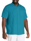 Harbor Bay By Dxl Microfiber Comfort Grid Sport Shirt In Blue