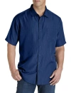 Harbor Bay By Dxl Microfiber Comfort Grid Sport Shirt In Blue Depths