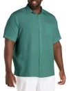 Harbor Bay By Dxl Microfiber Comfort Grid Sport Shirt In Green