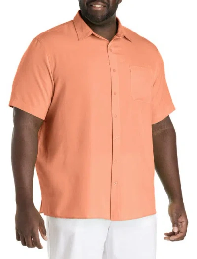 Harbor Bay By Dxl Microfiber Comfort Grid Sport Shirt In Orange