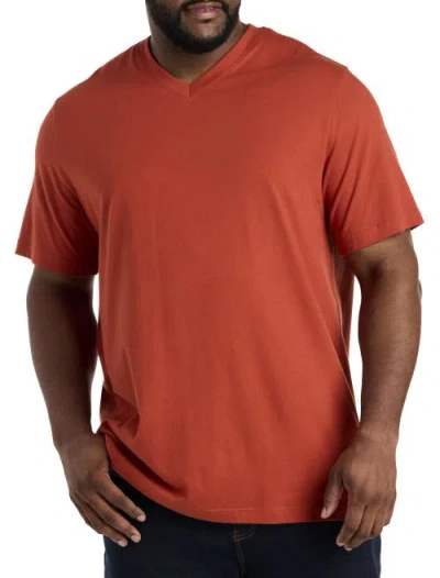 Harbor Bay By Dxl Moisture-wicking Jersey V-neck T-shirt In Cinnabar