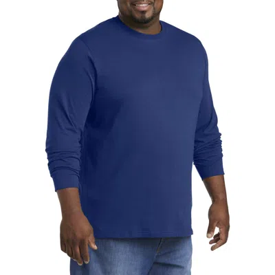 Harbor Bay By Dxl Moisture-wicking Long-sleeve T-shirt In Blue Depths