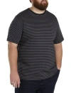 Harbor Bay By Dxl Moisture-wicking Striped T-shirt In Black/grey