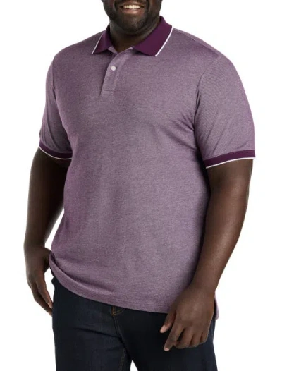 Harbor Bay By Dxl Oxford Tipped Polo Shirt In Potent Purple