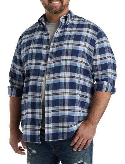Harbor Bay By Dxl Plaid Flannel Sport Shirt In Blue Multi
