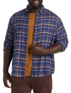 Harbor Bay By Dxl Plaid Flannel Sport Shirt In Blue Multi