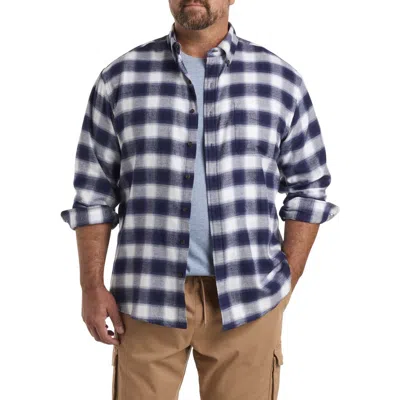 Harbor Bay By Dxl Plaid Flannel Sport Shirt In Navy -white