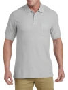 Harbor Bay By Dxl Big & Tall Pocket Piqué Polo Shirt In Drizzle