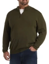 Harbor Bay By Dxl Quarter-zip Pullover Sweater In Forest Night