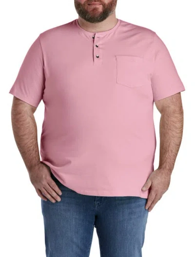 Harbor Bay By Dxl Slub Henley Shirt In Pink