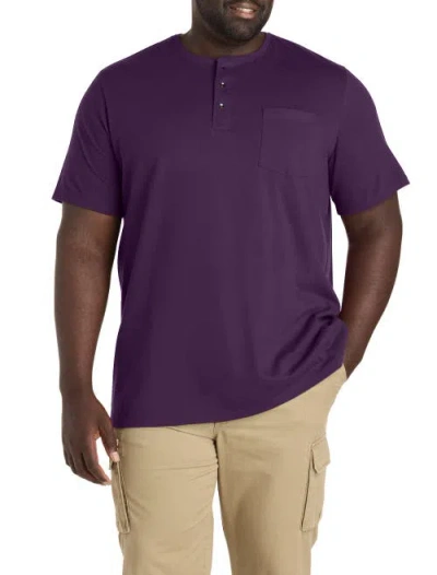 Harbor Bay By Dxl Slub Henley Shirt In Purple