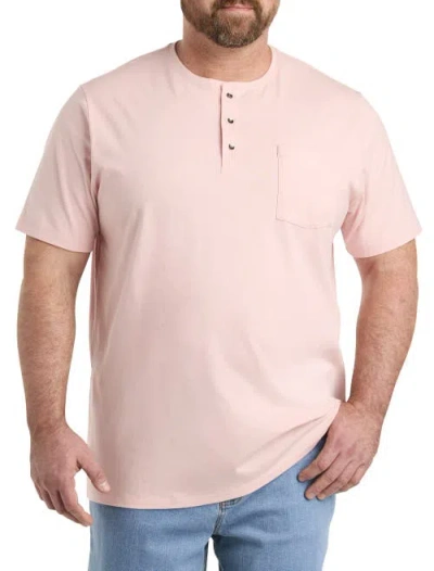 Harbor Bay By Dxl Slub Henley Shirt In Silver Pink
