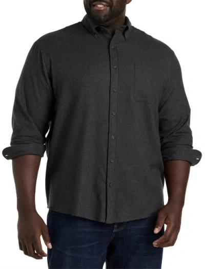 Harbor Bay By Dxl Solid Flannel Sport Shirt In Carbon Heather