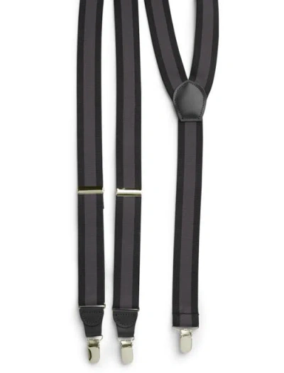 Harbor Bay By Dxl Stripe Y-back Suspenders Boxed Set In Black Grey