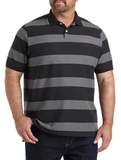 Harbor Bay By Dxl Striped Polo Shirt In Black Grey