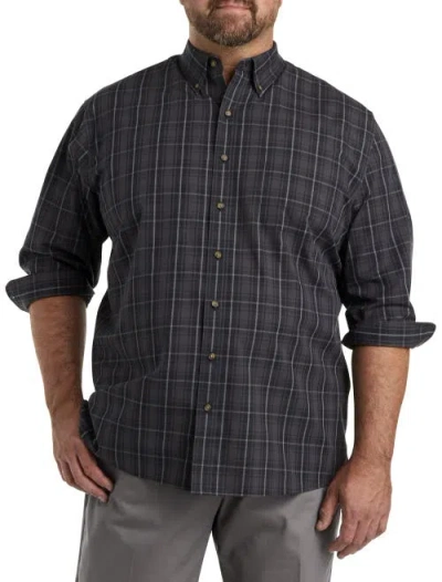 Harbor Bay By Dxl Tonal Plaid Sport Shirt In Black Multi