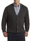 Harbor Bay By Dxl V-neck Cardigan In Carbon Hthr Gry