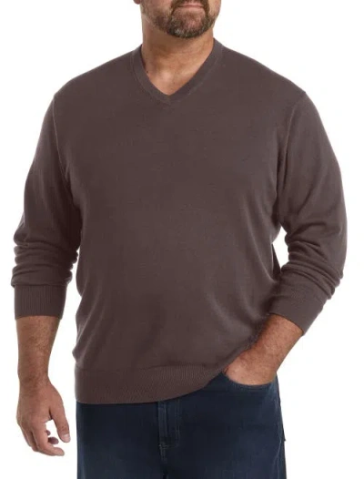 Harbor Bay By Dxl V-neck Pullover In Brown