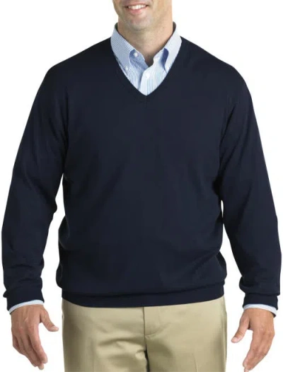 Harbor Bay By Dxl V-neck Pullover In Navy