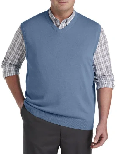 Harbor Bay By Dxl V-neck Sweater Vest In Bering Sea
