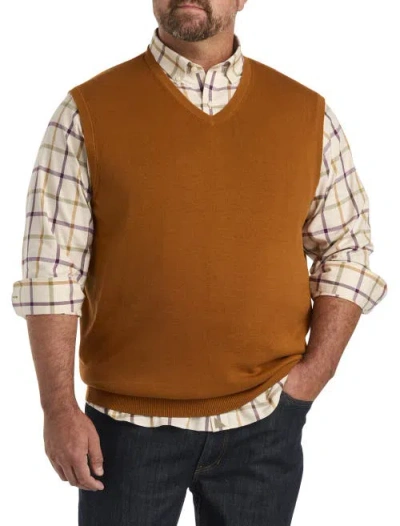 Harbor Bay By Dxl V-neck Sweater Vest In Glazed Ginger