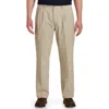 Harbor Bay Waist-relaxer Pleated Twill Pants In Khaki