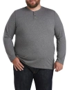 Harbor Bay By Dxl Wicking Long-sleeve Henley Shirt In Granite Heather