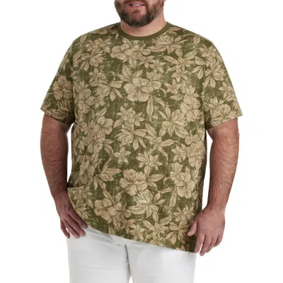 Harbor Bay Floral Print T-shirt In Olive Green