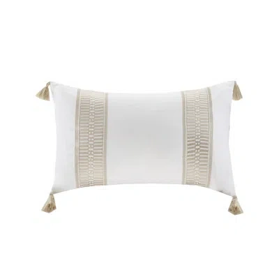Harbor House Anslee Embroidered Cotton Oblong Decorative Pillow In Taupe