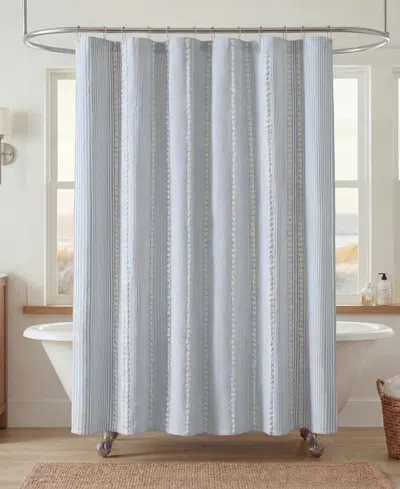 Harbor House Anslee Textured Stripe Shower Curtain, 72" X 72" In Blue