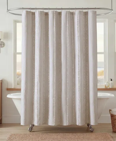 Harbor House Anslee Textured Stripe Shower Curtain, 72" X 72" In Brown