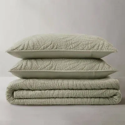 Harbor House Botanical Leaves 3 Piece Cotton Quilt Set In Sage