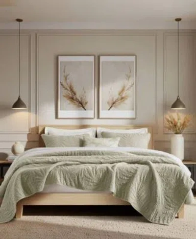 Harbor House Botanical Leaves Stone Washed Cotton Quilt Sets In Linen