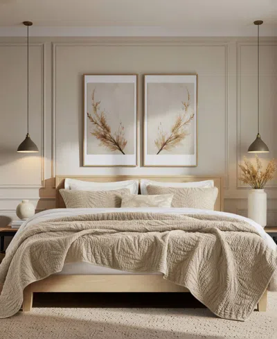 Harbor House Botanical Leaves Stone-washed Cotton 3-piece Quilt Set, Full/queen In Linen