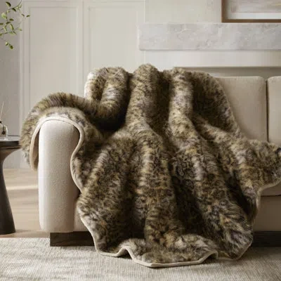 Harbor House Botswana Animal Print Faux Fur Throw Blanket In Gold
