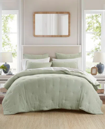 Harbor House Breeze Cotton Embroidered 3-pc. Quilt Set, King In Green
