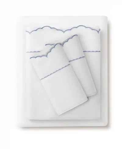 Harbor House Brielle Scalloped Edge 300-thread Count Cotton 5-piece Sheet Set, Split King In Blue