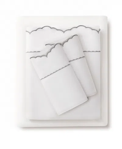 Harbor House Brielle Scalloped Edge 300-thread Count Cotton 5-piece Sheet Set, Split King In Gray