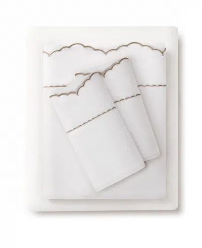 Harbor House Brielle Scalloped Edge 300-thread Count Cotton 5-piece Sheet Set, Split King In Linen