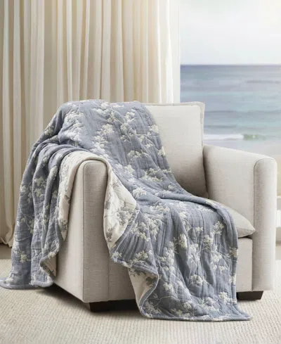 Harbor House Catalina Botanical Cotton Jacquard Throw, 50" X 70" In Slate Blue